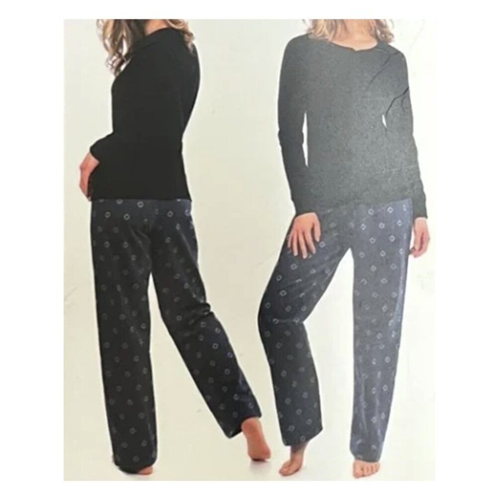 Jasmine Rose New Women's Black And Grey Cotton Blend Two-piece Lounge Set